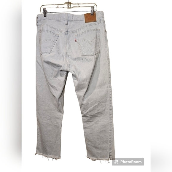 501 Levi's button-up light wash 100% cotton boyfriend cut oversized 32 - Picture 6 of 6